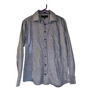 Versace 19.69 Italia Dress‎ Shirt Mens Long Sleeve Modern Fit Patterned Blue L